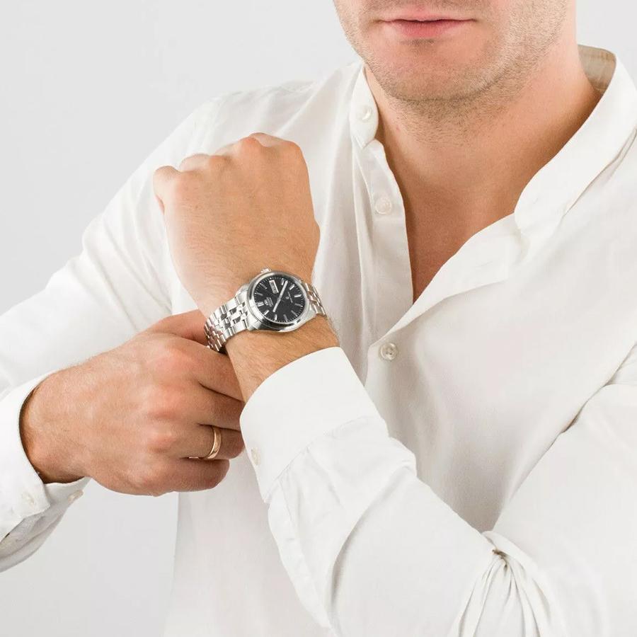 Montre-bracelet analogique automatique pour homme en acier inoxydable à cadran bleu pour la vie quotidienne, tenue d'affaires, décoration, cadeau d'anniversaire idéal pour homme SEM78002BB