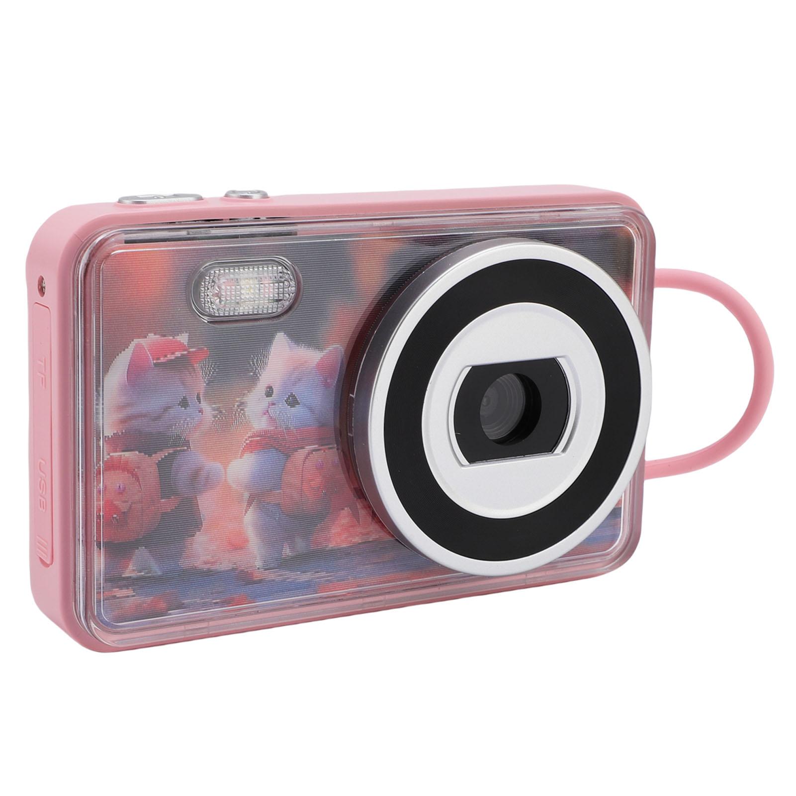 

Digital Camera Auto Focus 4K 48MP Front Rear Lens AF Auto Focus Anti Shake 18X Digital Zoom Grating Card Camera for рожевий