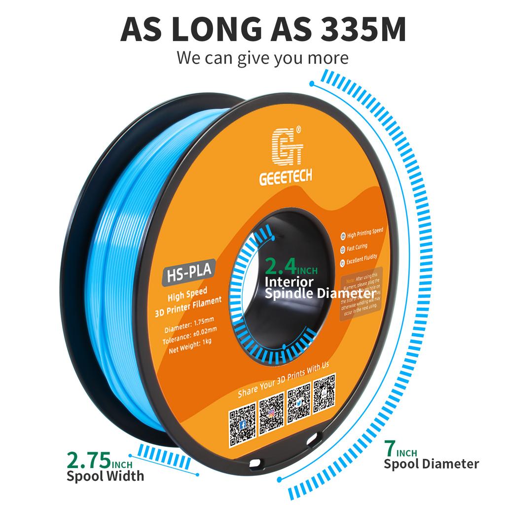 GEEETECH 1kg 1 spool 1.75mm High-Speed PLA Filament, Fast Curing,HS-PLA High-Speed 3D Printing Filament,Better Liquidity