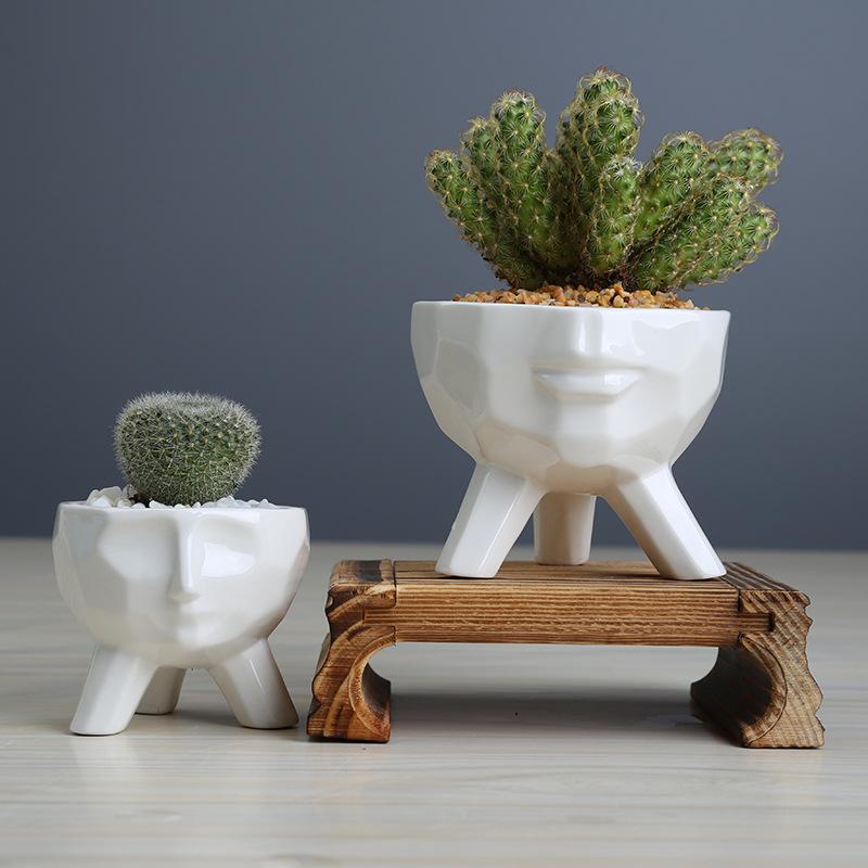 Simple And Creative White Succulent Flower Pot, Home Gardening Plant Ceramic Flower Pot Container