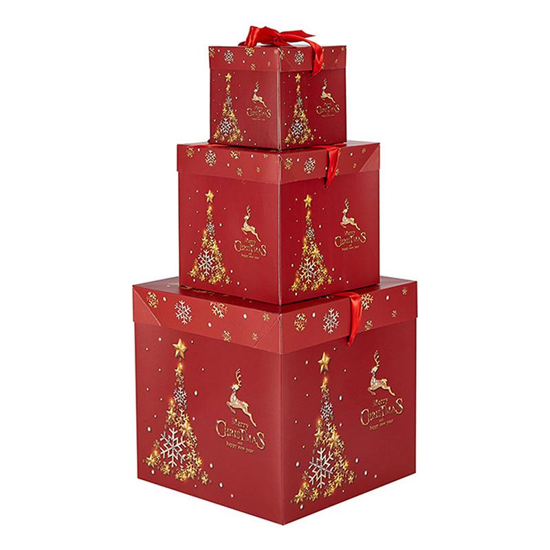 Christmas Nesting Gift Boxes With Lid For Holiday Packaging Empty Advent Calendar Candy Box Christmas Tree Gift Wrap Boxes