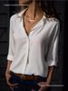 Women's Deep V Button-Up Chiffon Shirt - Long Sleeve, Autumn/Winter Collection