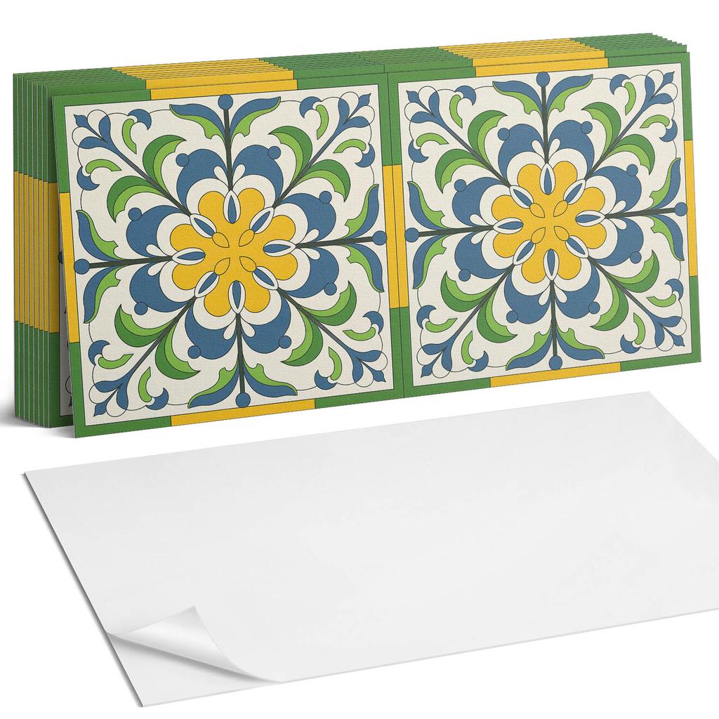 Kafelki Winylowe Samoprzylepne Z Nadrukiem Do Salonu Motyw Kwiatowy Z Liśćmi 10X40X20 Cm