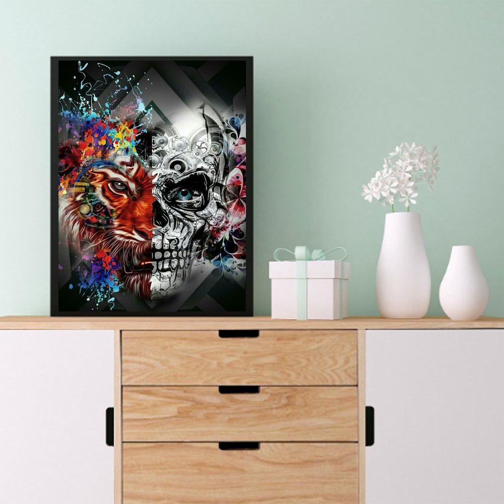5D Diy Diamond Painting Beast Skull Cross Stitch Set Full Diamond Embroidery Mosaic Art Picture of Rhinestones Decor Gift