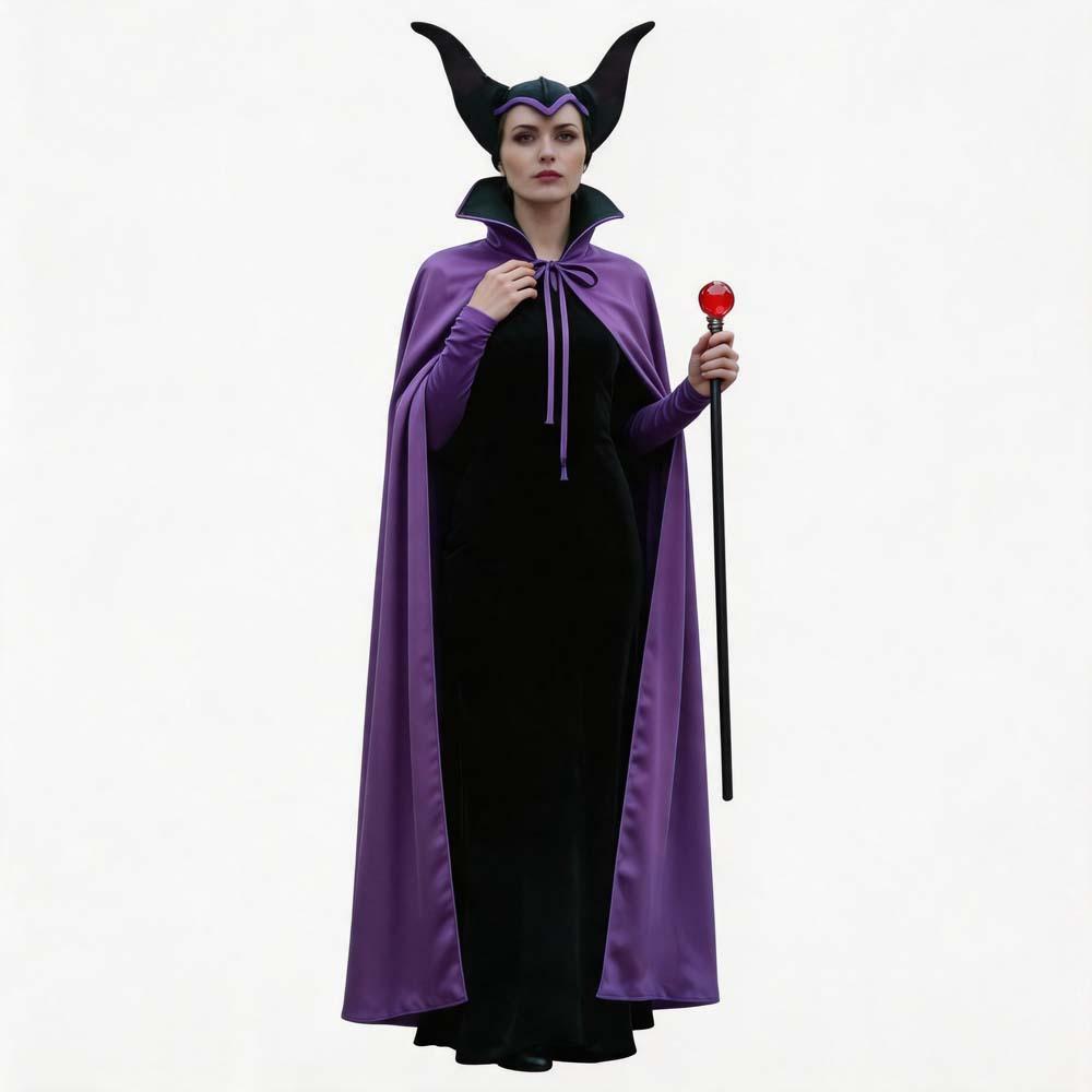 Maleficent Costume Cape Witch Cloak Purple Robe Halloween Cosplay Accessory for Women
