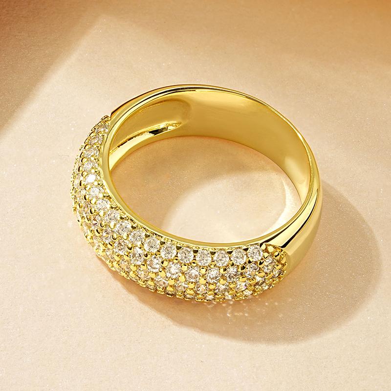 

Rrjzz Exquisite Micro CZ Simulated Diamond Band Ring 14k Gold-Plated Couple Rings Luxury Jewelry for Women Men Anniversary Gift 5
