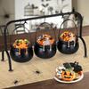 Halloween Decorations Indoor, Halloween Witches Cauldron Candy Serving Bowls On Rack, Black Plastic Cauldron with Skeletons