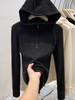 Plain Color Double Sided Fleece Hoodie For Women With Zippered Design For Casual Winter Wear