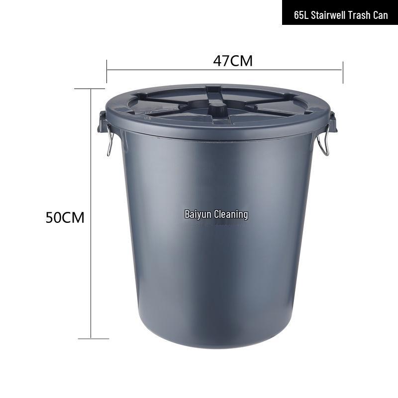 Large Round Wheeled Trash Can with Lid for Outdoor or Kitchen Use
