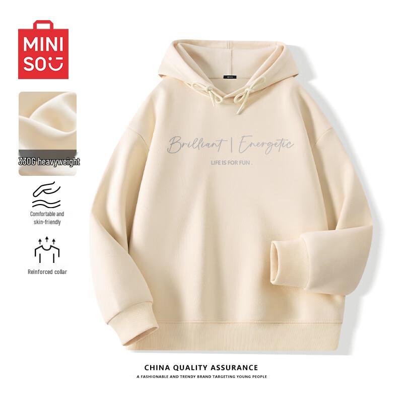 

MINISO Men s Letter Print Heavyweight Hooded Sweatshirt M