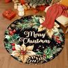 Festive Merry Christmas Round Rug, Anti-Fouling Indoor Outdoor Polyester Mat for Living Room, Bedroom, Patio Decor