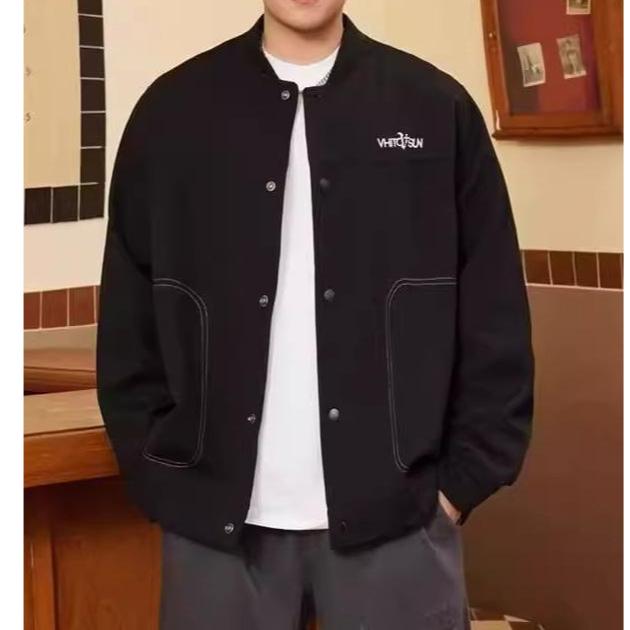 

Handsome baseball collar plus size men s windproof warm jacket fashionable versatile casual sports lightweight jacket XL recommends 140-80kg чорний