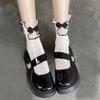 Women Spring and Summer Thin Retro Cheongsam Buckle Love Ear Lace Hollow Breathable In The Tube Pile Socks