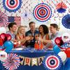 Patriotisches Party-Dekorationsset Amerikanische Flaggen-Ballons Papierfächer USA-Banner Sonnenbrillen für die Unabhängigkeitstag-Feier
