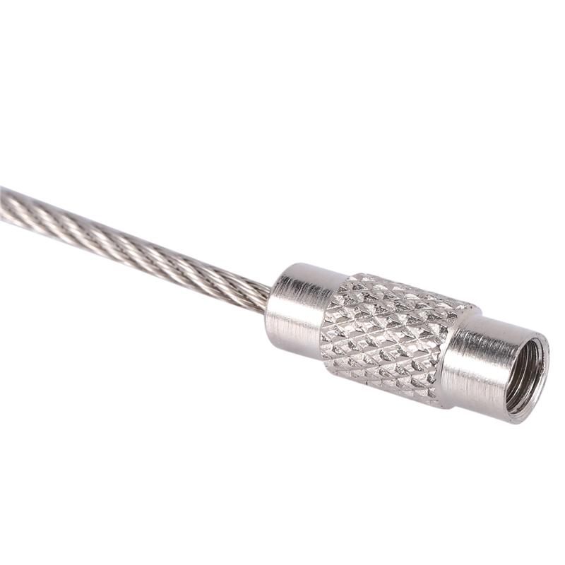 Good-4Pcs Stainless Steel Screw Locking Wire Keychain Cable Key Rings Outdoor Accessory