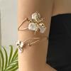 Elegant Sexy Floral Open Cuff Armlet for Women Vintage Enamel Glaze Craft Flower Upper Arm Bracelet Party Holiday Jewelry Gift