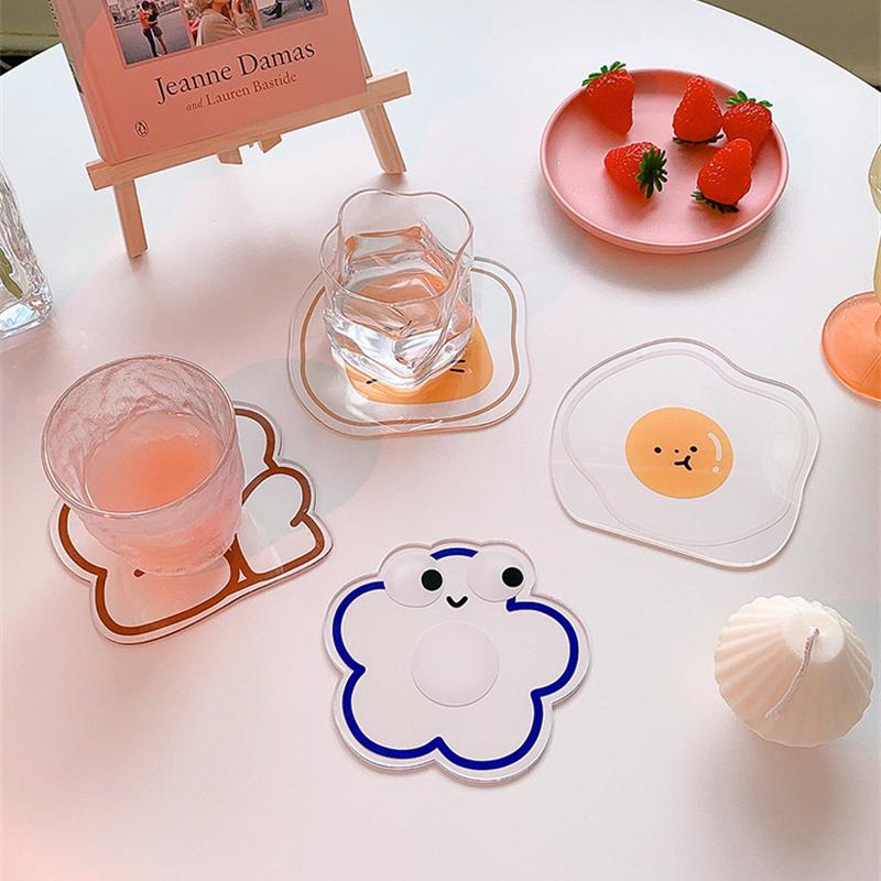 Acryl-Cartoon-Untersetzer, einfache, rutschfeste Wärmedämmung, Schüsselunterlage, Ins-Stil, kreatives Hochtemperatur-Tischset für Zuhause