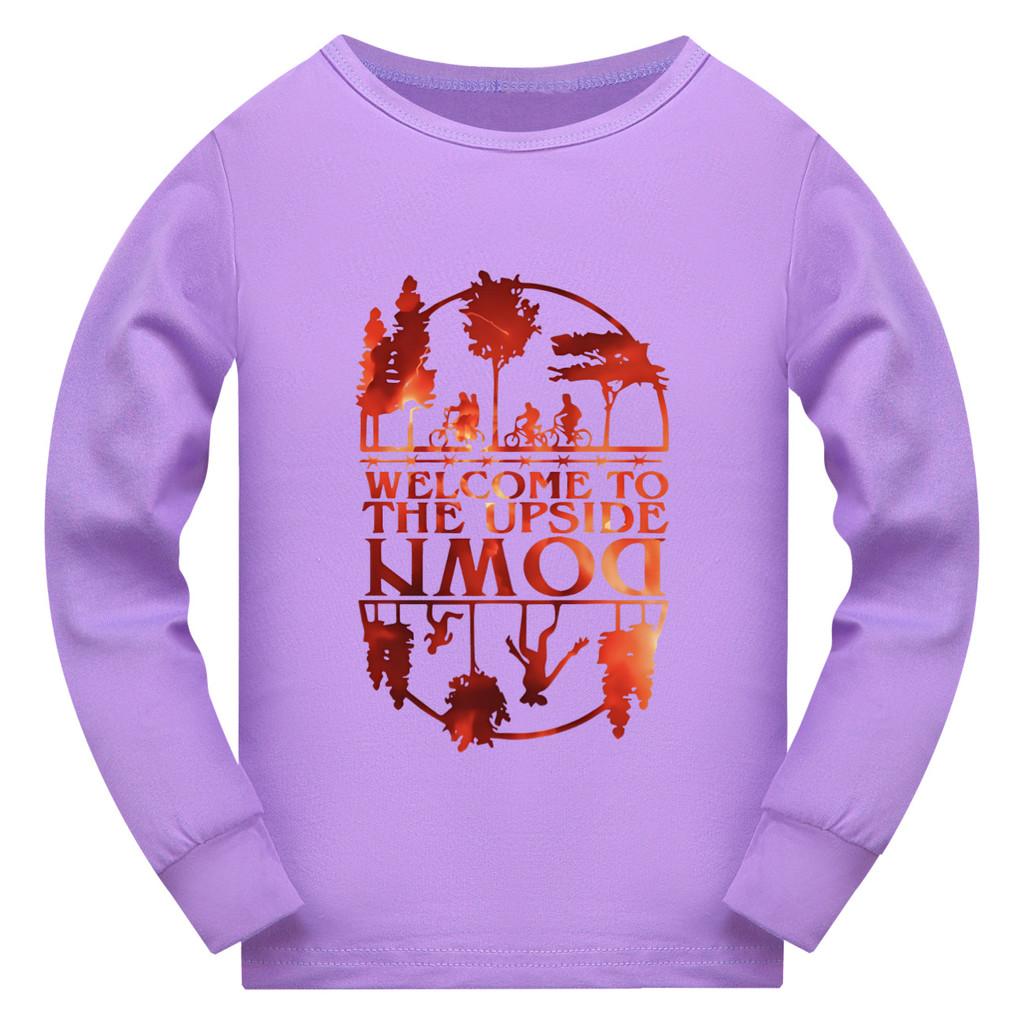 5278 Boys Girls Stranger Print Long Sleeves T-Shirt