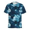 Summer Round Neck 3D Vintage Rose Flower Graphic Print Top Fashionable Casual Short Sleeved Men's T-shirts