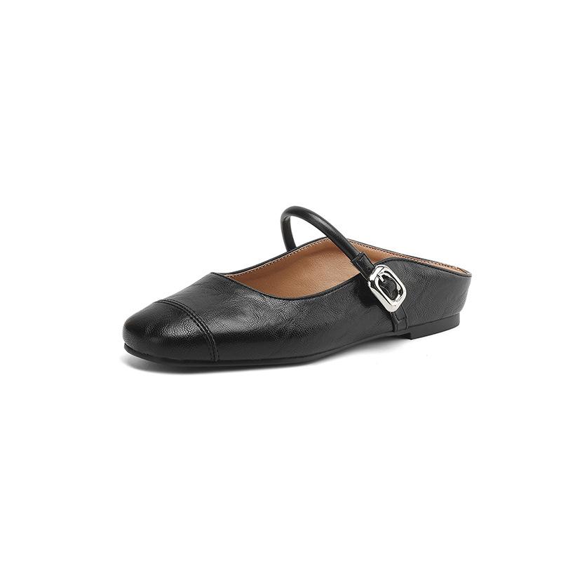 Fashion Shoes Low Woman's Slippers Slides Square Toe 2025 Soft Cover Hoof Heels Rome Fabric Casual Rubber PU Leisure Shoes Woman 2025 Lo