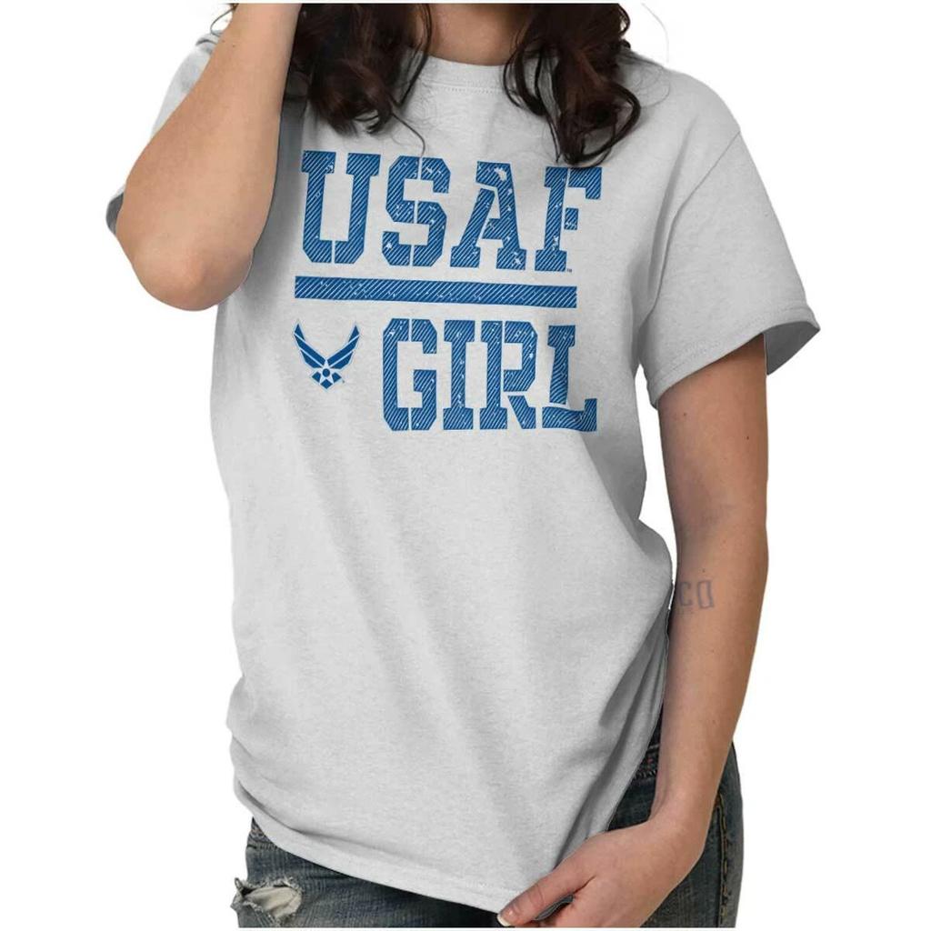 US Air Force Girl USAF Logo Military Family Womens Graphic Crewneck T Shirt Tee