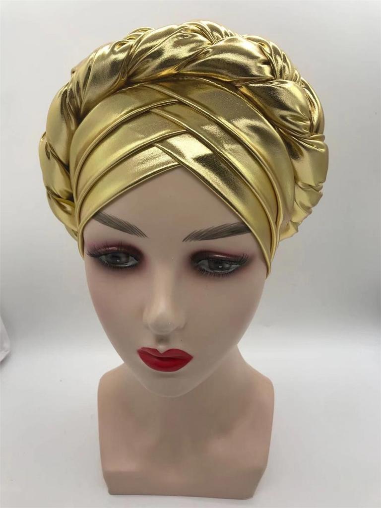 Forehead Cross Turban Cap For Women Braid Head Wraps African Lady Cap Muslim Headscarf Bonnet Turbante Mujer