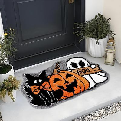 Halloween Decoration Bat Shaped Bathroom Rug Black Non Slip Floor Mat for Living Room Halloween Indoor Decor Carpet Prop