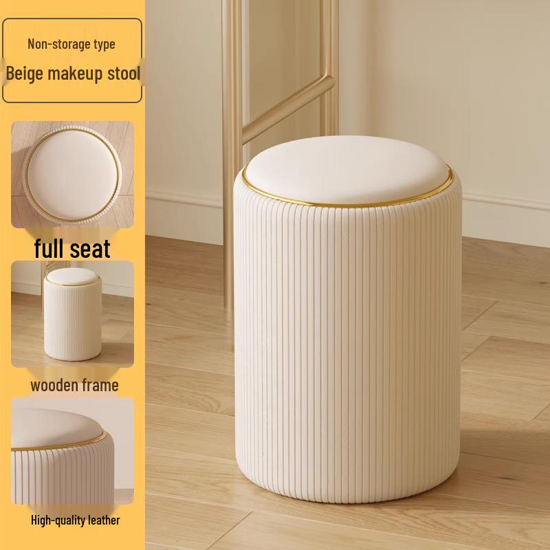 Wysyłka tego samego dnia Solidny drewniany stołek pod umywalkę, Kompaktowe siedzisko do makijażu i manicure, Oszczędzające miejsce krzesło do makijażu