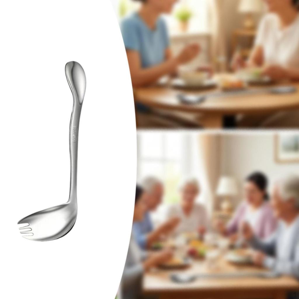 Curved Utensil Useful Comfort Eating Aids Auxiliary Cutlery Angled Spoon and Fork for Weak Grip