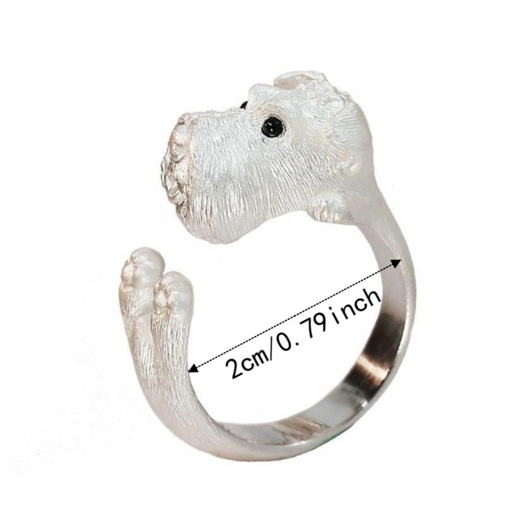 Metal Rhinestone Dog Rings Open Mouth Design Fashion Jewelry Cute Cat Ring  Work
