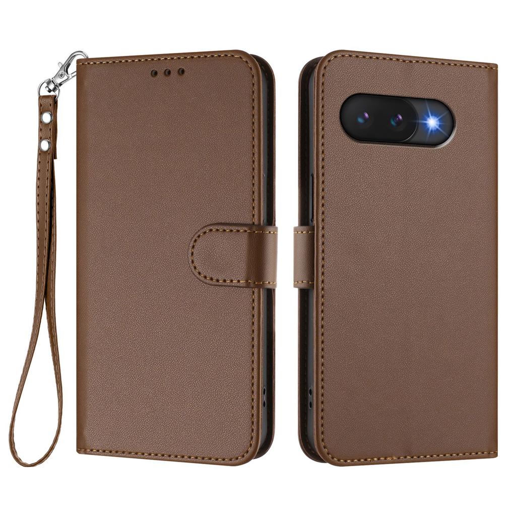 For Google Pixel 9a Leather Case Wallet Stand Phone Cover with Wrist Strap