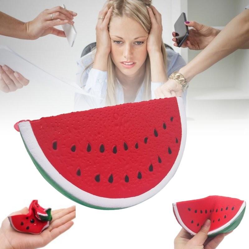 Adorable 14.5cm Children's Pu Stress Relief Toy Realistic Fruit Watermelon Slice