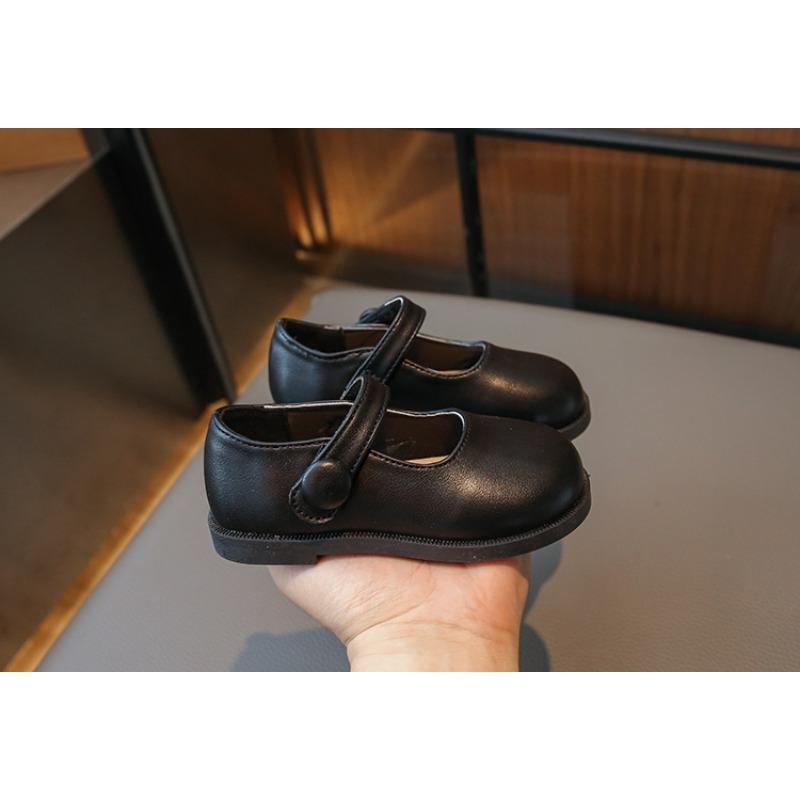 Fashion Little Girls Solid Color British Style Soft Sole Non Slip Leather Shoes