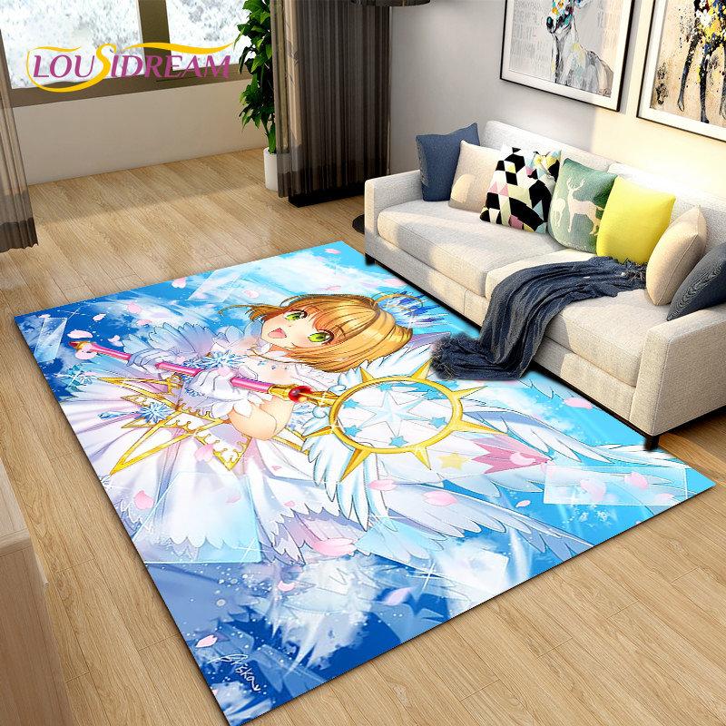 Cute Cartoon Cardcaptor Sakura Area Rug,Carpet Rug for Living Room Bedroom Sofa Doormat Decoration, Kids Play Non-slip Floor Mat