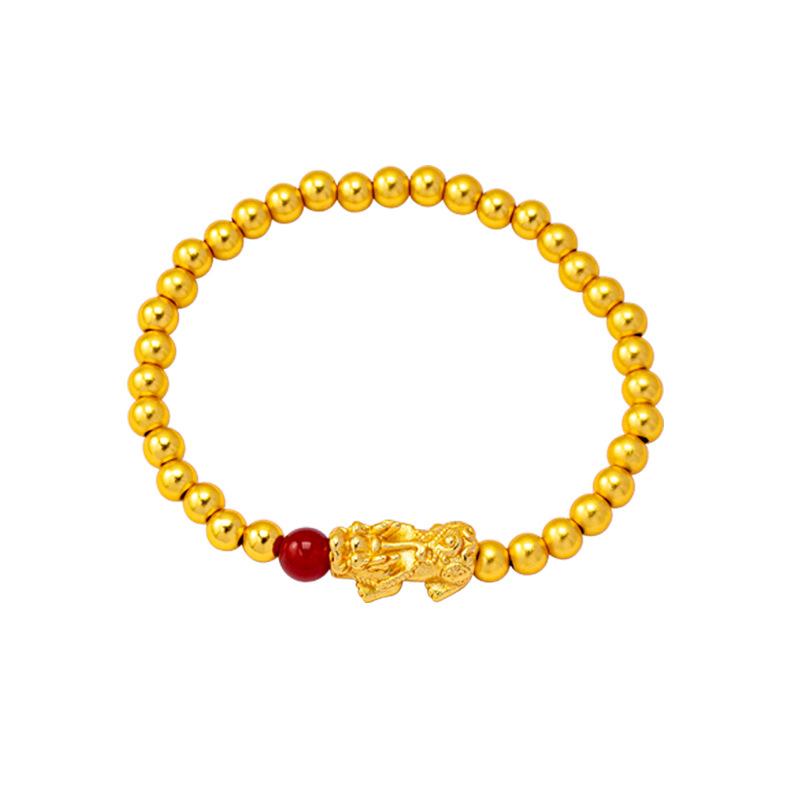 Gold Sand Bracelet, Palace Style, Ancient Method Beaded Pixiu Bracelet for Women, Retro, Long-lasting Colorfast Jewelry