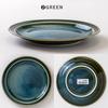 Minoru Pottery Mino Ware MAMANI 140 Plates, Green, Set of 2