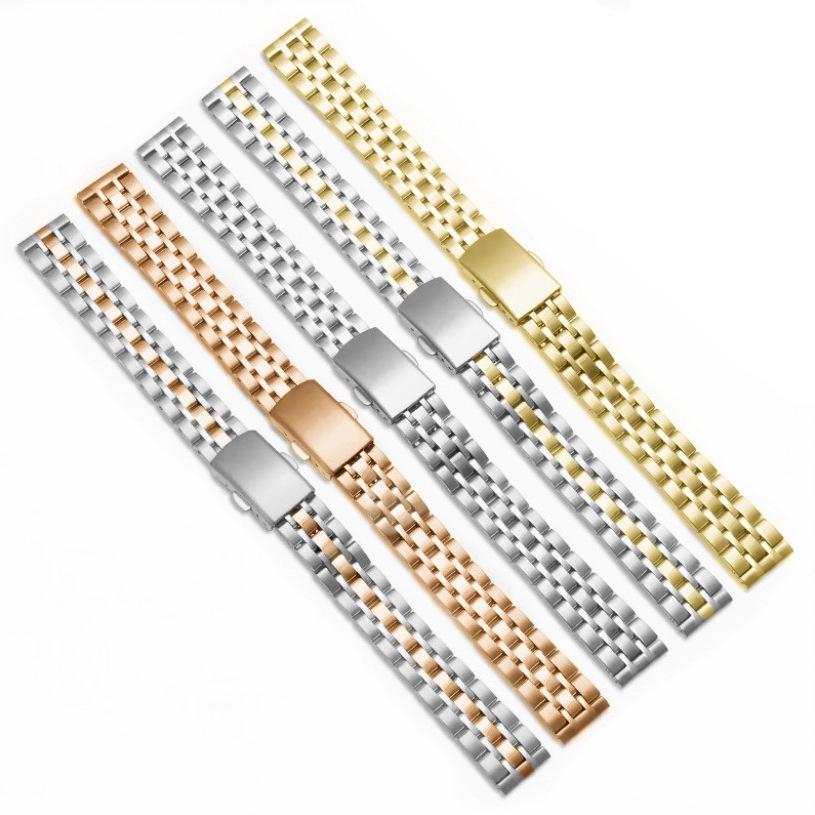 Fünfgliedriges Edelstahl-Damenarmband - Dünnes Band mit Doppeldruck-Faltschließe, Größen 10-22mm
