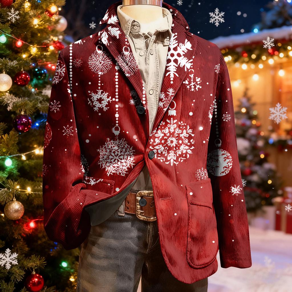 Giacca Cardigan da Uomo Brutta Natalizia in Velluto a Coste Calda con Tasche Abito Casual da Uomo