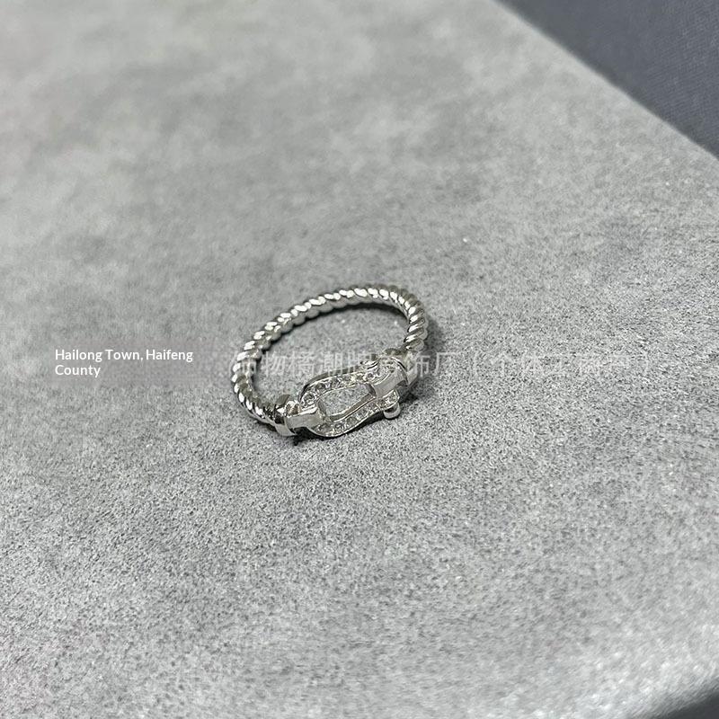 Horseshoe Ring Women s Plated 18K Gold Bead Ring Women s Simple Versatile Zircon High Carbon Diamond Ring Size 6