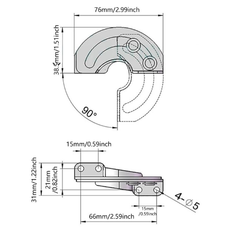 Hide 90/180/95 Degree Door Hinges for Kitchen Supplies Cabinet and Industrial Equipment with Easy Installation