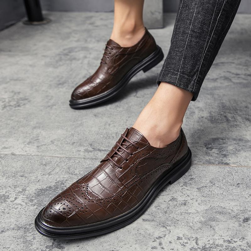 Оксфорды мужские туфли классические броги модные повседневные кожаные туфли мужские — фото 4