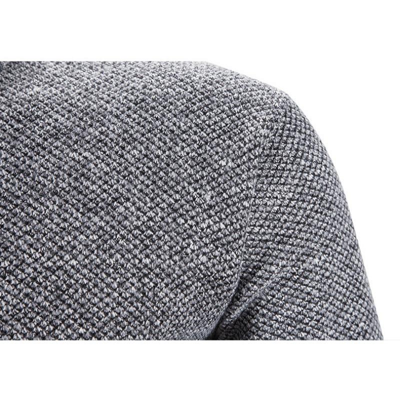 Men S Plus Size Fleece Half Zip High Neck Pullover Long Sleeve Knit Sweater