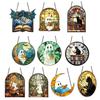 Halloween Reading Ghost Suncatcher Hanging Decoration Black Cat Stained Glass