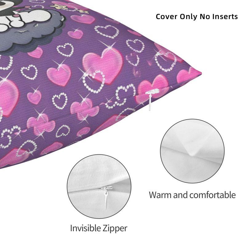 Custom Modern Cute Sanrio Kuromi Anime Cushion Cover Velvet Kawaii Cartoon Pillow Case Home Decor