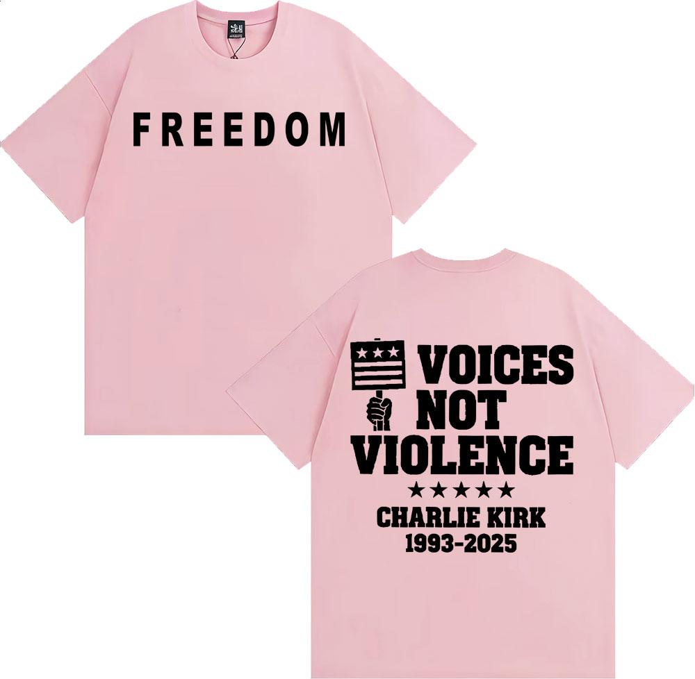 Freedom Charlie Kirk T Shirt Prayers Up for Charlie Voices Not Violence Tshirts Unisex Women Casual 100 Cotton Tshirt Streetwear