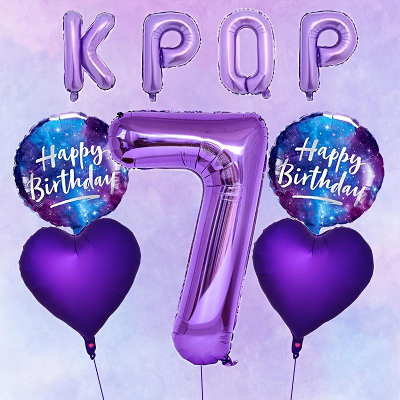 9pcs Cool Purple K-pop Themed Party Balloon Set 32-inch Number 0-9 Balloons Music Themed Party Decoration Photography Props