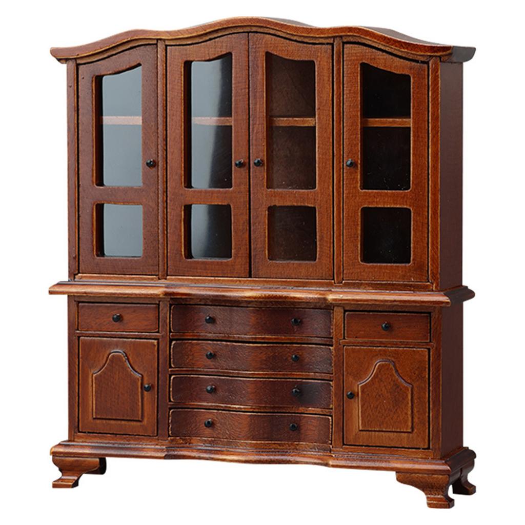 1/12 Dollhouse Miniature Display Cabinet with Functional Drawer Door Side Cabinet Dollhouse Furniture for Realistic Play