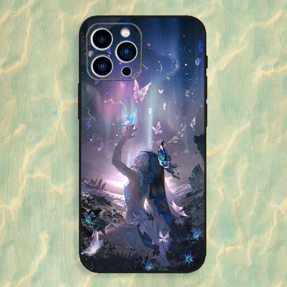 Game Wuthering W-Waves Phone Case For iPhone 16,15,14,13,12,11 Plus,Pro Max,XS,X,XR,SE,Mini,8,7,Soft Silicone Black Cover