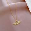 Light Luxury Temperament Real Gold Gorgeous Angel Wings Necklace Female Versatile Collarbone Chain Titanium Steel Chain