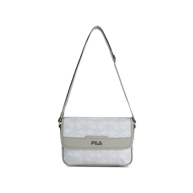 FILA Heritage Black Warrior Classic Floral Fashion Simple Casual Business Versatile Adjustable Shoulder Strap Fabric PU Crossbody Bag F13M628110FGY Lunar Meteorite Gray